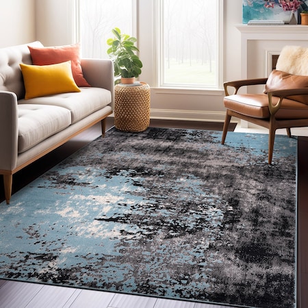 World Rug Gallery Contemporary Abstract Splash Non Shedding Soft Area Rug 7' 10 x 10' Blue 391BLUE8x10
